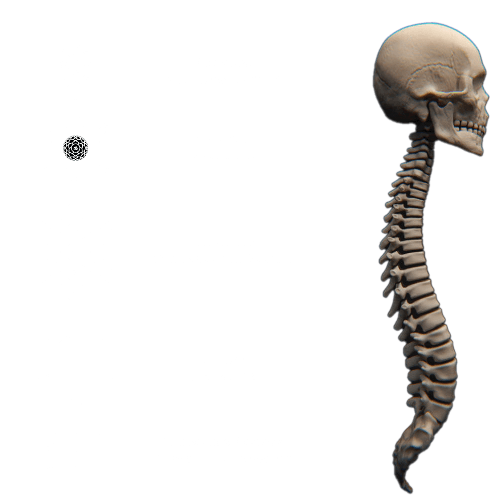 The skull and spine, mapping the Major Arcana, the Chakras, the Zodiac, the Five Elements, and the Underworld onto the bones.